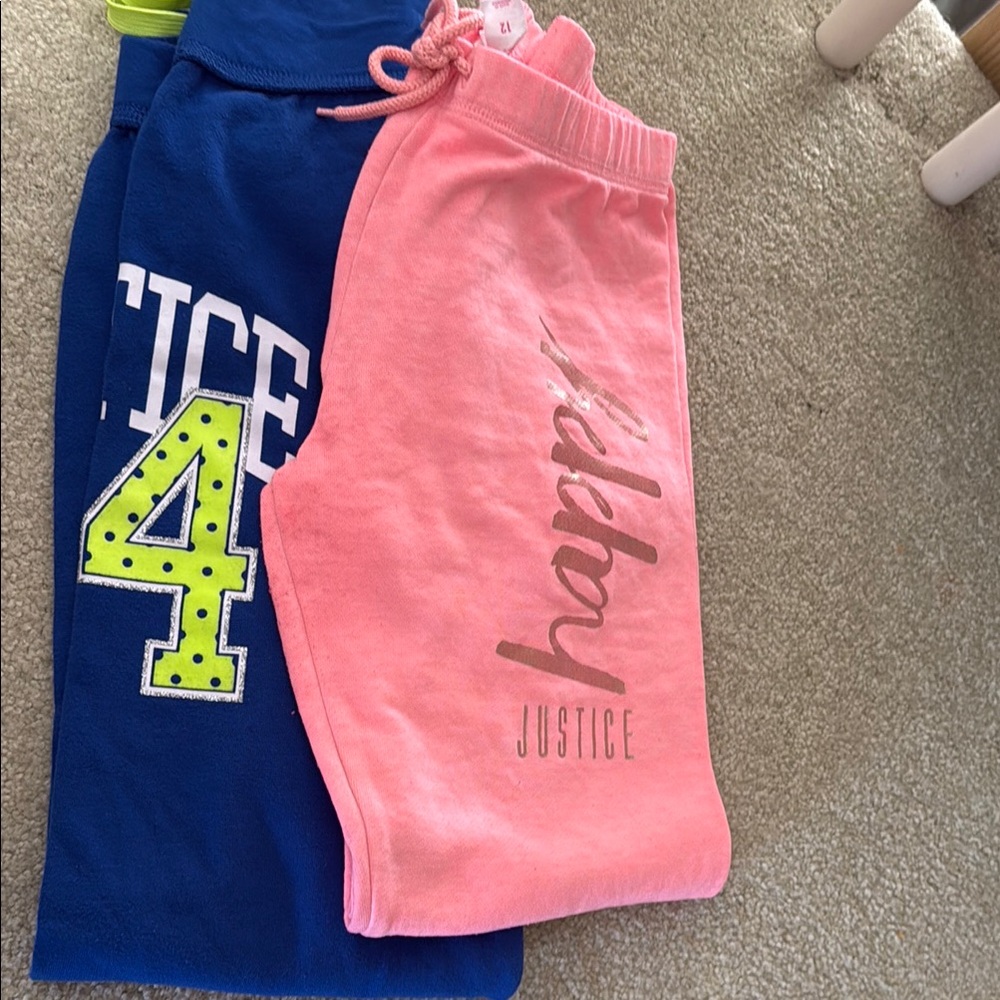 2 justice brand sweat pants in good condition. Very gently use.